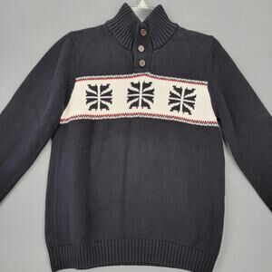 Chaps Black Sweater Winter Snowflake Mock Turtleneck Long Sleeves Women's Size L